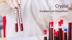  Presentation with testing blood - Colorful theme enhanced with young handsome lab assistant testing blood samples hospital backdrop and a light gray colored foreground