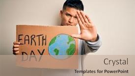  Presentation with hand holding earth - Beautiful presentation featuring young-handsome-latin-man-holding backdrop and a coral colored foreground