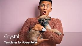  Presentation with pet - PPT layouts consisting of young-handsome-latin-man-holding background and a tawny brown colored foreground