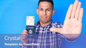  Presentation with states - Amazing theme having young-handsome-latin-man-holding backdrop and a ocean colored foreground