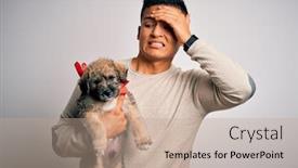  Presentation with shame - Beautiful presentation theme featuring young-handsome-latin-man-holding backdrop and a coral colored foreground