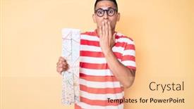  Presentation with city map - PPT layouts enhanced with young-handsome-latin-man-holding background and a lemonade colored foreground