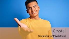  Presentation with acceptance - Theme having young-handsome-latin-man-wearing background and a yellow colored foreground