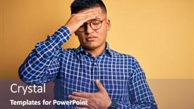  Presentation with flu virus - Beautiful slide set featuring young-handsome-latin-man-wearing backdrop and a ocean colored foreground