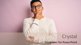  Presentation with pink white - Presentation theme having young-handsome-latin-man-wearing background and a soft green colored foreground