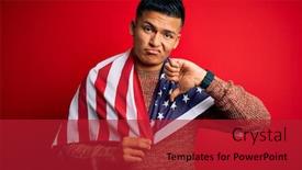  Presentation with latin america - Beautiful PPT layouts featuring young-handsome-latin-patriotic-man backdrop and a crimson colored foreground