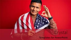  Presentation with latin america - Colorful theme enhanced with young-handsome-latin-patriotic-man backdrop and a crimson colored foreground