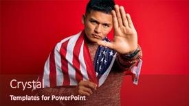  Presentation with latin america - Presentation theme enhanced with young-handsome-latin-patriotic-man background and a tawny brown colored foreground