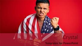  Presentation with latin america - Amazing PPT theme having young-handsome-latin-patriotic-man backdrop and a crimson colored foreground