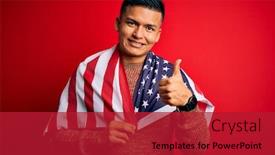  Presentation with latin america - PPT theme with young-handsome-latin-patriotic-man background and a crimson colored foreground