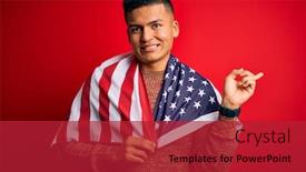  Presentation with latin america - Theme featuring young-handsome-latin-patriotic-man background and a crimson colored foreground