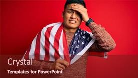  Presentation with latin america - Colorful presentation theme enhanced with young-handsome-latin-patriotic-man backdrop and a tawny brown colored foreground