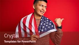  Presentation with latin america - Colorful presentation design enhanced with young-handsome-latin-patriotic-man backdrop and a tawny brown colored foreground