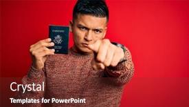  Presentation with states - Presentation design with young-handsome-latin-tourist-man background and a tawny brown colored foreground