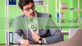  Presentation with lawyer - Colorful PPT theme enhanced with young handsome lawyer working in the office backdrop and a mint green colored foreground