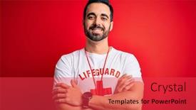  Presentation with lifeguard - Colorful presentation enhanced with young-handsome-lifeguard-man backdrop and a red colored foreground