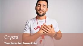  Presentation with whistle - Presentation theme consisting of young-handsome-lifeguard-man background and a coral colored foreground