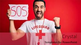  Presentation with lifeguard - Slides having young-handsome-lifeguard-man background and a red colored foreground