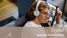  Presentation with glasses - Slide deck enhanced with young-handsome-long-haired-man background and a coral colored foreground