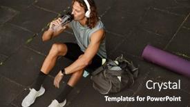  Presentation with ground water - Presentation theme enhanced with young-handsome-long-haired-sporty background and a tawny brown colored foreground