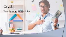  Presentation with working - Audience pleasing presentation theme consisting of young handsome male designer working backdrop and a lemonade colored foreground