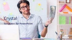  Presentation with young students working in groups - Beautiful PPT theme featuring young handsome male designer working backdrop and a sky blue colored foreground