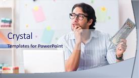  Presentation with young students working in groups - Presentation theme enhanced with young handsome male designer working background and a sky blue colored foreground