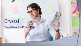  Presentation with working - Audience pleasing presentation design consisting of young handsome male designer working backdrop and a sky blue colored foreground