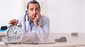  Presentation with working - Amazing PPT theme having young-handsome-male-doctor-working backdrop and a mint green colored foreground