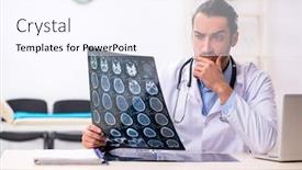  Presentation with working - Presentation theme consisting of young-handsome-male-doctor-working background and a sky blue colored foreground