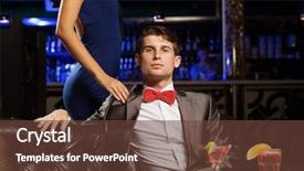  Presentation with elegant man in glasses optics - Slide deck featuring young handsome man accompanied background and a tawny brown colored foreground