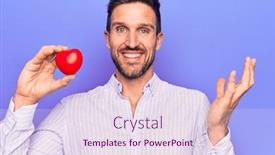  Presentation with purple heart - Slide deck having young-handsome-man-asking background and a sky blue colored foreground