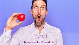  Presentation with purple heart - Presentation design with young-handsome-man-asking background and a sky blue colored foreground