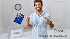  Presentation with political campaign - PPT theme enhanced with young-handsome-man-at-political background and a lemonade colored foreground