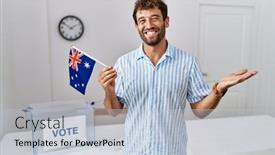  Presentation with political campaign - Presentation theme consisting of young-handsome-man-at-political background and a lemonade colored foreground