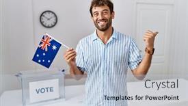  Presentation with political campaign - PPT layouts with young-handsome-man-at-political background and a lemonade colored foreground