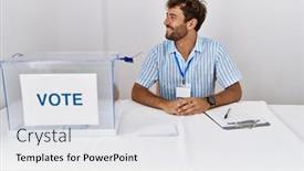  Presentation with election - PPT theme featuring young-handsome-man-at-political background and a  colored foreground