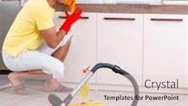  Presentation with cleaning - Colorful PPT theme enhanced with young-handsome-man-cleaning backdrop and a lemonade colored foreground