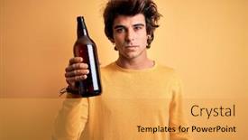  Presentation with beer bottle - Amazing presentation having young-handsome-man-drinking-bottle backdrop and a yellow colored foreground
