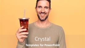  Presentation with beverage - Colorful slide set enhanced with young-handsome-man-drinking-cola backdrop and a coral colored foreground