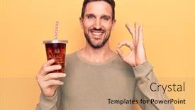  Presentation with beverage - Theme having young-handsome-man-drinking-cola background and a coral colored foreground