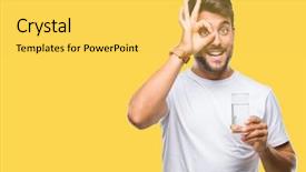  Presentation with drinking glass - PPT theme having young handsome man drinking glass background and a  colored foreground