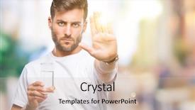  Presentation with child drinking water from glass - Slides featuring young handsome man drinking glass background and a  colored foreground