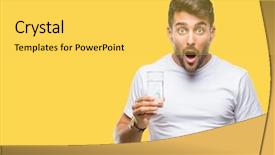  Presentation with drinking glass - PPT layouts enhanced with young handsome man drinking glass background and a yellow colored foreground