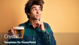  Presentation with handsome - Colorful presentation theme enhanced with young-handsome-man-drinking-jar backdrop and a navy blue colored foreground