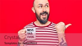  Presentation with coffe - Beautiful slide set featuring young-handsome-man-drinking-mug backdrop and a coral colored foreground