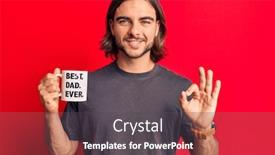  Presentation with coffe - Cool new PPT theme with young-handsome-man-drinking-mug backdrop and a dark gray colored foreground