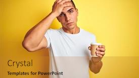  Presentation with drinking glass - Presentation theme having young-handsome-man-drinking background and a gold colored foreground