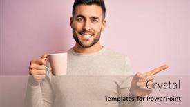  Presentation with coffee cup - Audience pleasing slides consisting of young-handsome-man-drinking backdrop and a soft green colored foreground