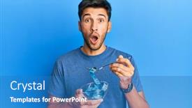  Presentation with weight loss - Colorful PPT theme enhanced with young-handsome-man-eating-measure backdrop and a teal colored foreground